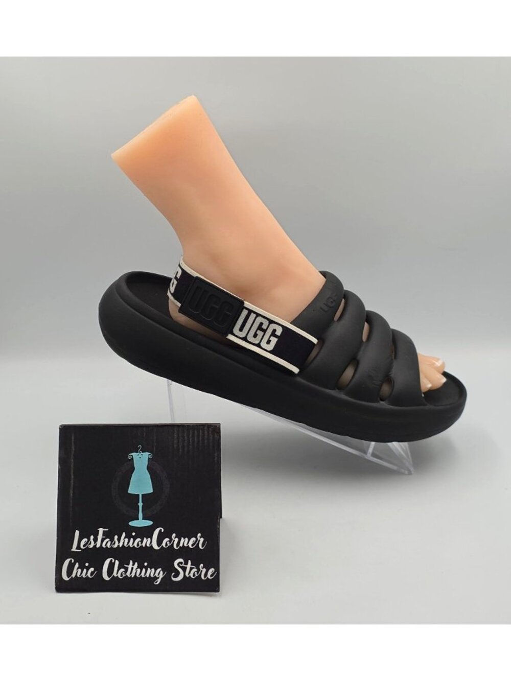 UGG Women's Black Sport Yeah Slide Logo Slingback Strap Sandals Size 10 3829 - Picture 16 of 16